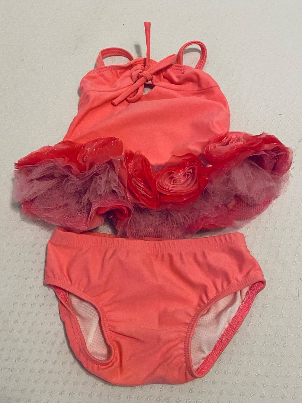 NWOT Isobelle & Chloe Coral Pink Ruffled Two-Piece Swimsuit Set, 3M
